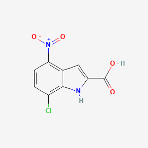 molecular formula C9H5ClN2O4 B13260629 7-Chloro-4-nitro-1H-indole-2-carboxylic acid 