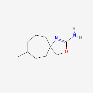 molecular formula C10H18N2O B13260644 8-Methyl-3-oxa-1-azaspiro[4.6]undec-1-en-2-amine 