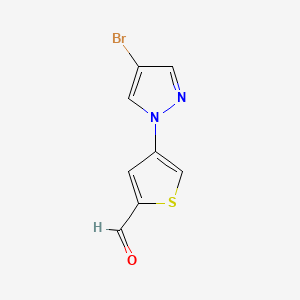 molecular formula C8H5BrN2OS B13260651 4-(4-Bromo-1H-pyrazol-1-YL)thiophene-2-carbaldehyde 