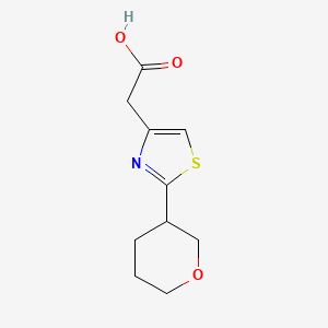 molecular formula C10H13NO3S B13260663 2-[2-(Oxan-3-yl)-1,3-thiazol-4-yl]acetic acid 