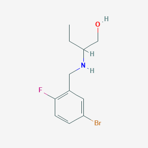 molecular formula C11H15BrFNO B13260735 2-{[(5-Bromo-2-fluorophenyl)methyl]amino}butan-1-ol 