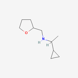 molecular formula C10H19NO B13260937 (1-Cyclopropylethyl)(oxolan-2-ylmethyl)amine 