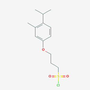 molecular formula C13H19ClO3S B13260961 3-[3-Methyl-4-(propan-2-yl)phenoxy]propane-1-sulfonyl chloride 