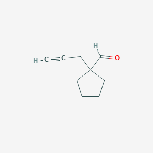 molecular formula C9H12O B13260971 1-(Prop-2-yn-1-yl)cyclopentane-1-carbaldehyde 