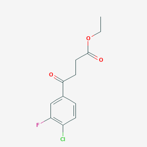 molecular formula C12H12ClFO3 B1326113 4-(4-氯-3-氟苯基)-4-氧代丁酸乙酯 CAS No. 473693-78-6