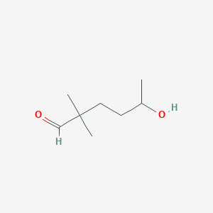 molecular formula C8H16O2 B13261163 5-Hydroxy-2,2-dimethylhexanal 