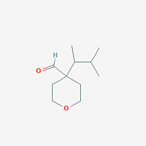 molecular formula C11H20O2 B13261186 4-(3-Methylbutan-2-yl)oxane-4-carbaldehyde 