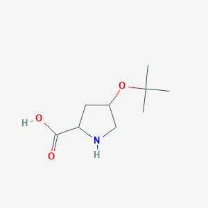 molecular formula C9H17NO3 B13261231 4-(Tert-butoxy)pyrrolidine-2-carboxylic acid 