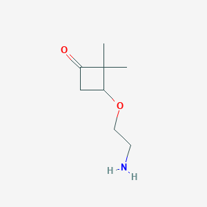 molecular formula C8H15NO2 B13261282 3-(2-Aminoethoxy)-2,2-dimethylcyclobutan-1-one 