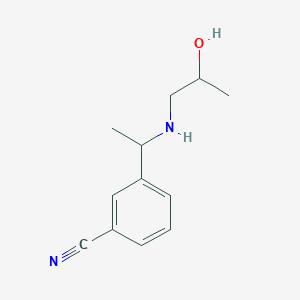 molecular formula C12H16N2O B13261300 3-{1-[(2-Hydroxypropyl)amino]ethyl}benzonitrile 