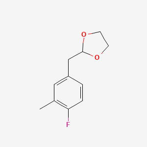molecular formula C11H13FO2 B1326137 2-[(4-氟-3-甲基苯基)甲基]-1,3-二氧戊环 CAS No. 898785-07-4