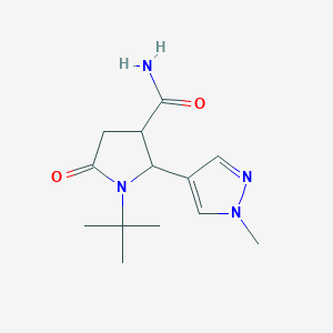 molecular formula C13H20N4O2 B13261376 1-tert-Butyl-2-(1-methyl-1H-pyrazol-4-yl)-5-oxopyrrolidine-3-carboxamide 