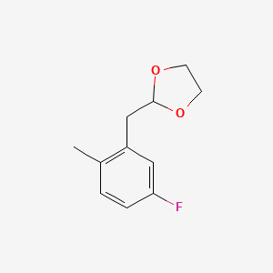 molecular formula C11H13FO2 B1326138 2-[(5-氟-2-甲基苯基)甲基]-1,3-二氧杂环戊烷 CAS No. 898785-10-9