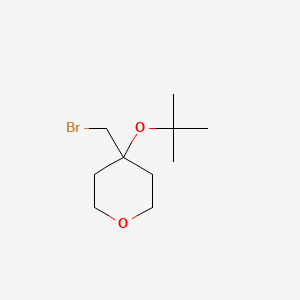 molecular formula C10H19BrO2 B13261382 4-(Bromomethyl)-4-(tert-butoxy)oxane 