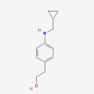 molecular formula C12H17NO B13261479 2-{4-[(Cyclopropylmethyl)amino]phenyl}ethan-1-ol 