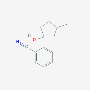 molecular formula C13H15NO B13261489 2-(1-Hydroxy-3-methylcyclopentyl)benzonitrile 