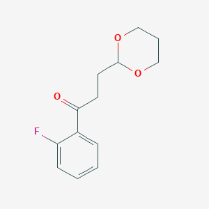molecular formula C13H15FO3 B1326149 3-(1,3-二氧环己-2-基)-2'-氟丙基苯甲酮 CAS No. 898785-98-3