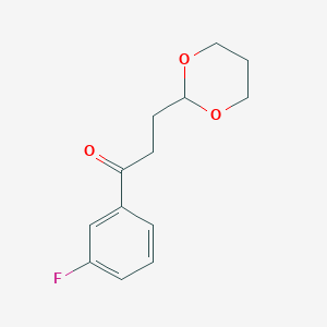 molecular formula C13H15FO3 B1326150 3-(1,3-二氧六环-2-基)-3'-氟丙基苯酮 CAS No. 898786-00-0