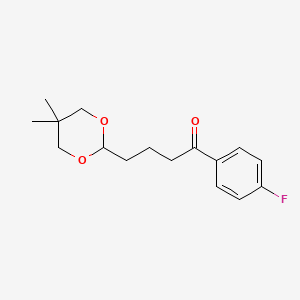 molecular formula C16H21FO3 B1326153 4-(5,5-二甲基-1,3-二氧杂环己-2-基)-4'-氟丁酰苯酮 CAS No. 898786-09-9