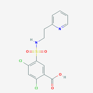 molecular formula C14H12Cl2N2O4S B13261555 2,4-Dichloro-5-{[(2-pyridin-2-ylethyl)amino]sulfonyl}benzoic acid 