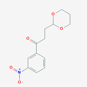 molecular formula C13H15NO5 B1326156 3-(1,3-二氧戊环-2-基)-3'-硝基丙基苯甲酮 CAS No. 898786-21-5