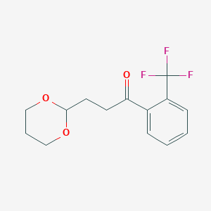 molecular formula C14H15F3O3 B1326160 3-(1,3-二氧戊环-2-基)-2'-三氟甲基丙酰苯酮 CAS No. 898786-55-5