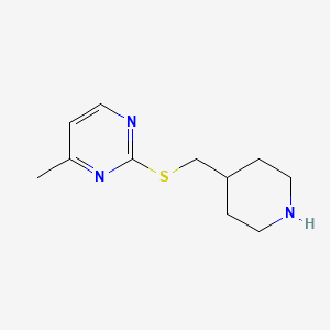 molecular formula C11H17N3S B13261625 4-Methyl-2-[(piperidin-4-ylmethyl)sulfanyl]pyrimidine 