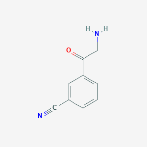 molecular formula C9H8N2O B13261658 3-(2-Aminoacetyl)benzonitrile 