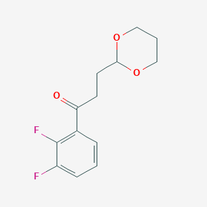 molecular formula C13H14F2O3 B1326167 2',3'-二氟-3-(1,3-二氧戊环-2-基)丙基苯酮 CAS No. 884504-24-9