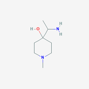 molecular formula C8H18N2O B13261670 4-(1-Aminoethyl)-1-methylpiperidin-4-ol 