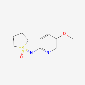 molecular formula C10H14N2O2S B13261688 1-[(5-Methoxypyridin-2-yl)imino]-1lambda6-thiolan-1-one 