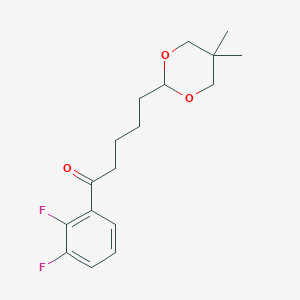 molecular formula C17H22F2O3 B1326169 2',3'-二氟-5-(5,5-二甲基-1,3-二氧杂环-2-基)戊酰苯酮 CAS No. 898786-80-6