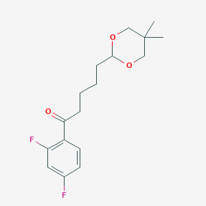 molecular formula C17H22F2O3 B1326172 2',4'-Difluoro-5-(5,5-dimethyl-1,3-dioxan-2-YL)valerophenone CAS No. 898786-85-1