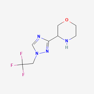 molecular formula C8H11F3N4O B13261723 3-[1-(2,2,2-Trifluoroethyl)-1H-1,2,4-triazol-3-yl]morpholine 