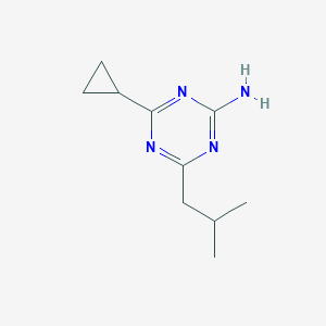 molecular formula C10H16N4 B13261754 4-Cyclopropyl-6-(2-methylpropyl)-1,3,5-triazin-2-amine 