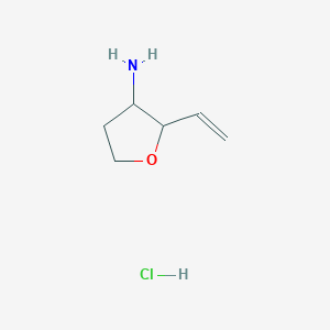 molecular formula C6H12ClNO B13261767 2-Ethenyloxolan-3-amine hydrochloride 