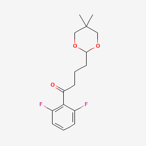 molecular formula C16H20F2O3 B1326177 2',6'-Difluoro-4-(5,5-dimethyl-1,3-dioxan-2-YL)butyrophenone CAS No. 898786-93-1