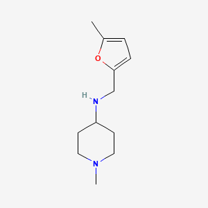 molecular formula C12H20N2O B13261772 1-methyl-N-[(5-methylfuran-2-yl)methyl]piperidin-4-amine 