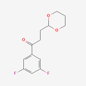molecular formula C13H14F2O3 B1326182 3',5'-二氟-3-(1,3-二氧戊环-2-基)丙酰苯酮 CAS No. 884504-29-4