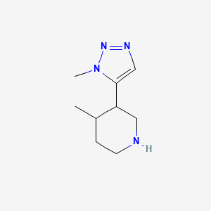 molecular formula C9H16N4 B13261821 4-Methyl-3-(1-methyl-1H-1,2,3-triazol-5-yl)piperidine 