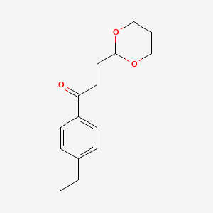 molecular formula C15H20O3 B1326185 3-(1,3-Dioxan-2-YL)-4'-ethylpropiophenone CAS No. 898787-08-1