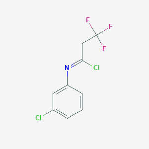 molecular formula C9H6Cl2F3N B13261862 N-(3-chlorophenyl)-3,3,3-trifluoropropanimidoyl chloride 