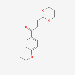 molecular formula C16H22O4 B1326193 3-(1,3-二氧六环-2-基)-4'-异丙氧基丙基苯甲酮 CAS No. 884504-35-2