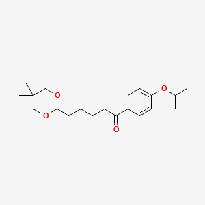 molecular formula C20H30O4 B1326194 5-(5,5-Dimethyl-1,3-dioxan-2-YL)-4'-isopropoxyvalerophenone CAS No. 898755-83-4