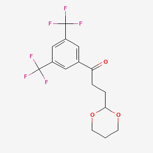 molecular formula C15H14F6O3 B1326196 1-(3,5-双(三氟甲基)苯基)-3-(1,3-二氧戊环-2-基)丙烷-1-酮 CAS No. 884504-38-5