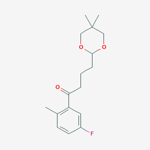 molecular formula C17H23FO3 B1326199 4-(5,5-Dimethyl-1,3-dioxan-2-YL)-5'-fluoro-2'-methylbutyrophenone CAS No. 898755-96-9
