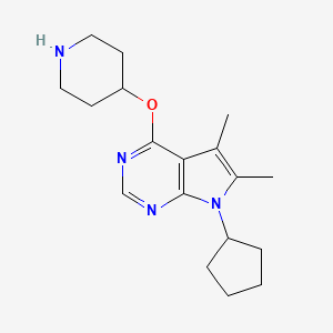 4-({7-cyclopentyl-5,6-dimethyl-7H-pyrrolo[2,3-d]pyrimidin-4-yl}oxy)piperidine