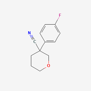 molecular formula C12H12FNO B13262019 3-(4-Fluorophenyl)oxane-3-carbonitrile 