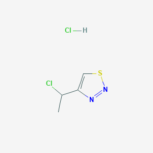 molecular formula C4H6Cl2N2S B13262020 4-(1-Chloroethyl)-1,2,3-thiadiazole hydrochloride 