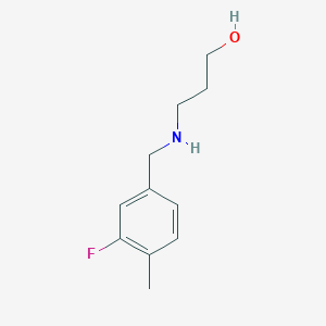 molecular formula C11H16FNO B13262043 3-{[(3-Fluoro-4-methylphenyl)methyl]amino}propan-1-ol 